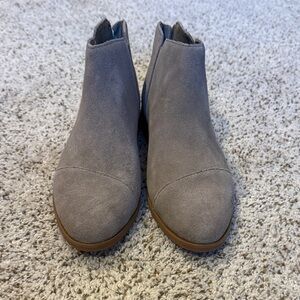 Toms Grey Suede Ankle Booties with Low Heel